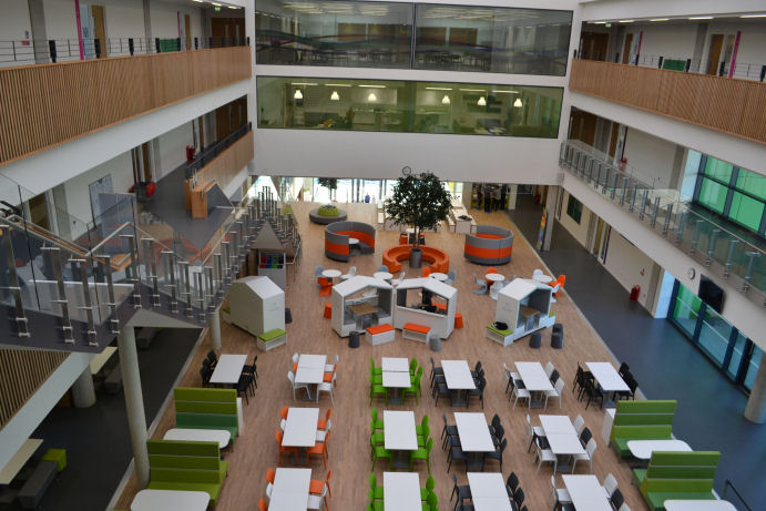 A large social and dining area in the heart of the school