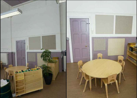a round table and chairs surrounded by plants