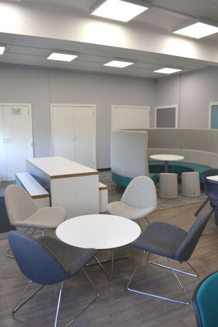 Collaboration zones with different furniture