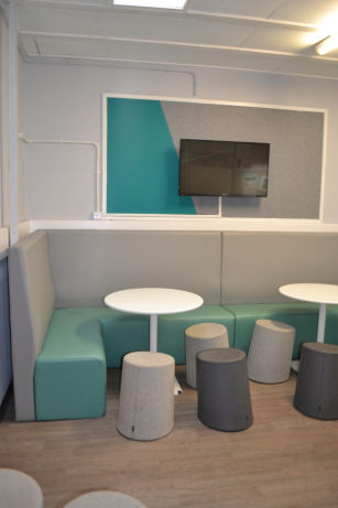 stools and comfy booth seating