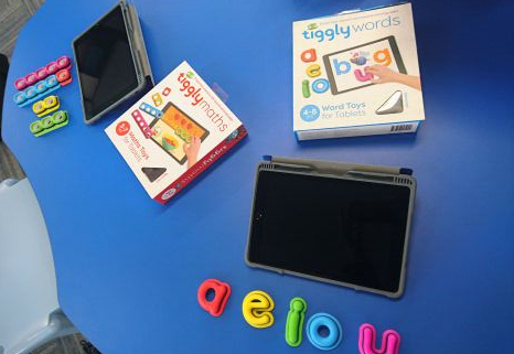 tiggly words and maths accessories are used with the ipad