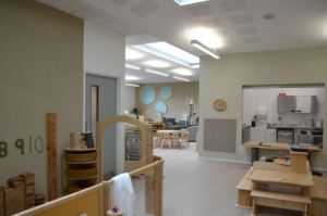 the nursery has a dining area with a kitchen.
