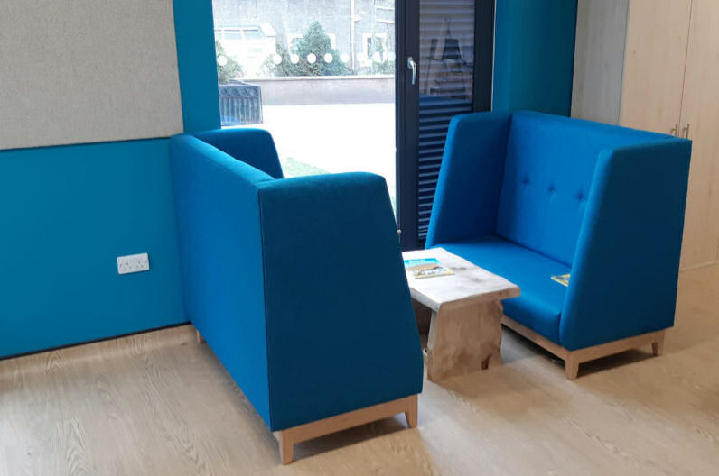 The sofas can be a collaborative work space