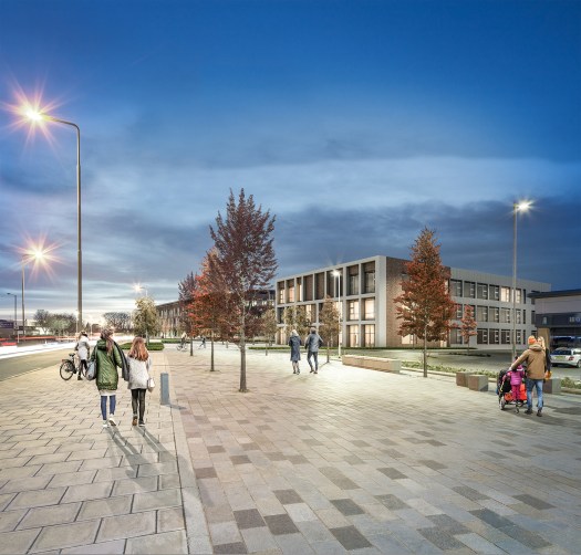 a concept design for the exterior of the school