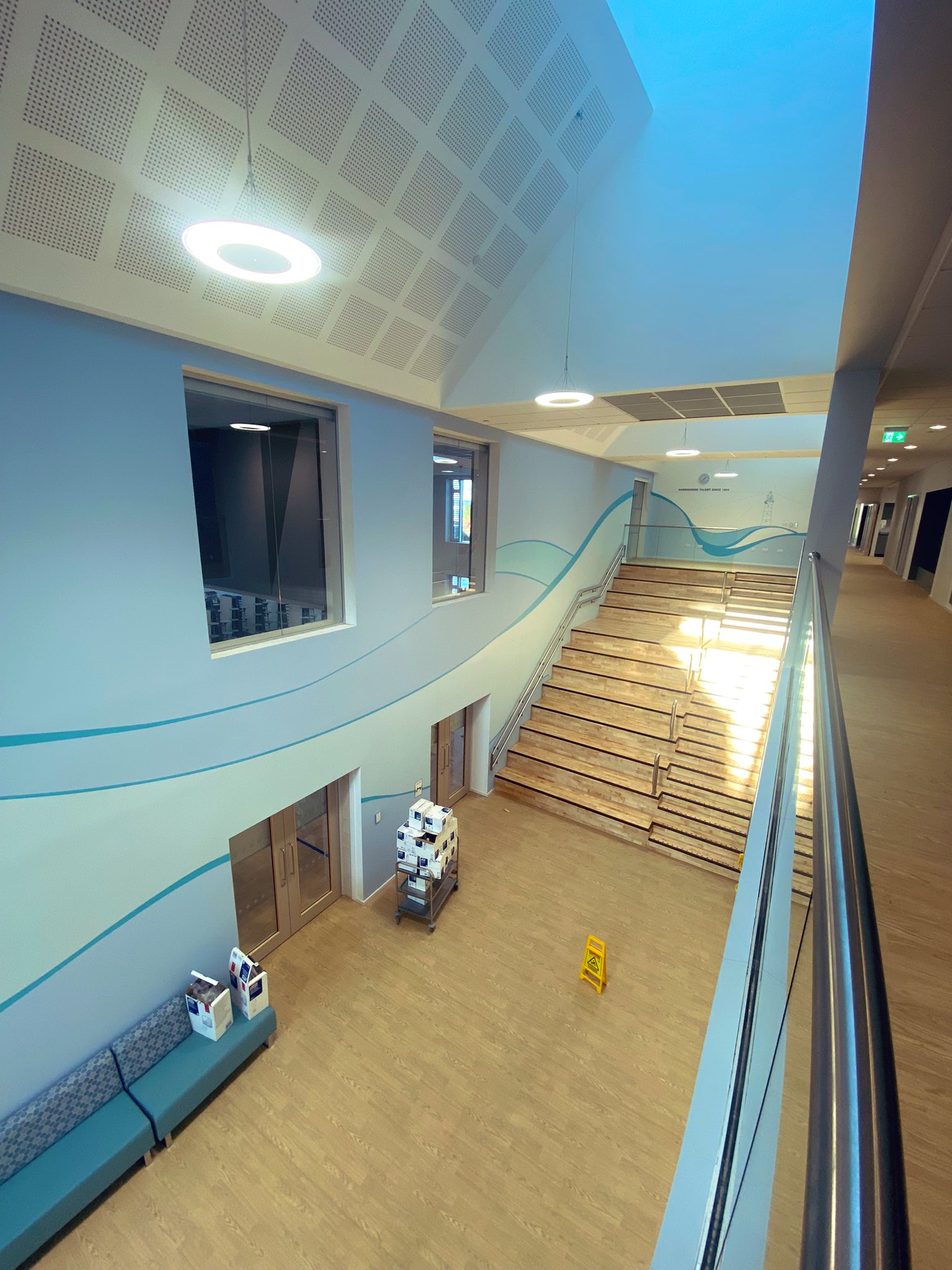 looking down into the two storey lobby