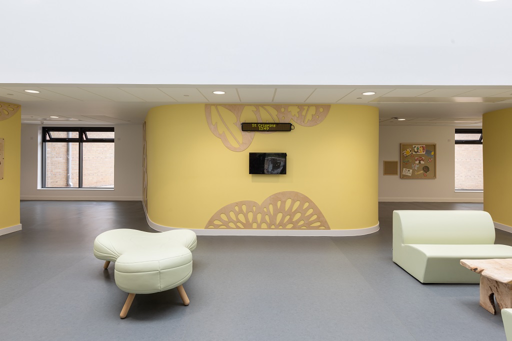 An open space with soft furnishings